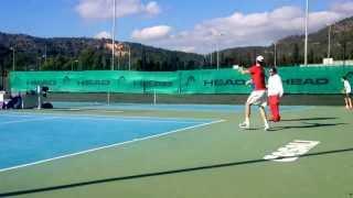 Konstantin Kravchuk Davis Cup player of Russian team training with Sergio Sabadello in Majorca