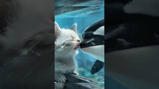 Baby orca lost its mother so a little cat…  #shorts #orca #cat #animals #emotional #animalrescue