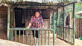 The girl built a kitchen fence, harvested rice to earn income.