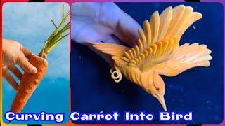 Carving carrot into bird