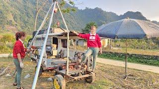 The girl repairs and builds old cars for her neighbor.