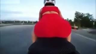 Omg her dress lift while riding a super bike// must watch