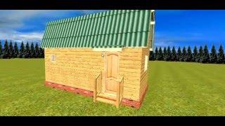 3d проект - Баня 3 на 6 с мансардой | Проект бани из бруса