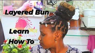 How to Style a Barrel Roll Layered Bun with Crown on Extended Dreads. "Detailed for Beginners"