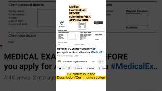 Medical Examination before Submitting Visa Application #HAPID #visaaustralia #medical
