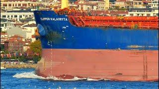 Shipspotting Bosphorus! Big Bulk Carrier Ships Work In Sea Istanbul