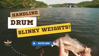 Catching a Big Drum with Handline and Slinky Weights on the River!