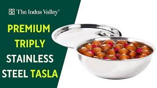 Triply Stainless Steel Tasla | Stainless Steel Cookware | Kadai with Lid | The Indus Valley