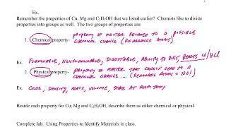 Introduction to Chemistry: Chemical and Physical Properties