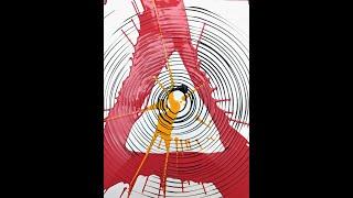 Power of pyramid! Spinart on white, black circle Unique Piece of Art