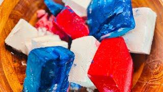 ASMR Fluffy Red and Blue Dyed Gym Chalk Crush | Satisfying | Stress Relief