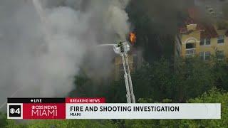 Massive fire at Miami apartment, person found shot on third floor | Special Report