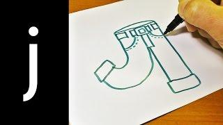 How to Draw Doodle Using Letters "J j" ! Cute & Easy doodle drawing cartoon