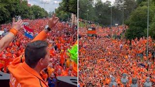 How Netherland Fans Sing and Match  Through The Streets Of Munich (Holland left to right)
