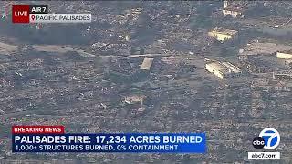 Aerial view of the wildfire devastation in Pacific Palisades