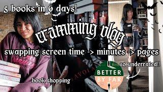 cramming vlog | swapping screen time for pages, book shopping, cozy hobbies