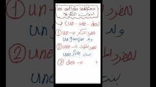 les articles indéfinis   أدوات النكرة في اللغة الفرنسية #فرنساوي_اولي_اعدادي #فرنساوي_اولي_ثانوي