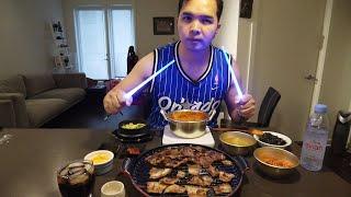 ASMR KOREAN BBQ - MUKBANG - (EATING SOUNDS) with Lightsaber Chopsticks!