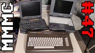 A IBM ThinkPad 701C with Butterfly Keyboard, a C16/+4 CPU Adapter, a Toughbook and an 8304 adapter