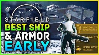 Starfield - How To Get The Best Ship Early & FREE Legendary Armor Set! Best Early Spaceship & Armor