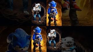 Sonic vs Cat Dug a Secret Basement Hole… But Why?  #funnyshorts #sonic #cuteanimal