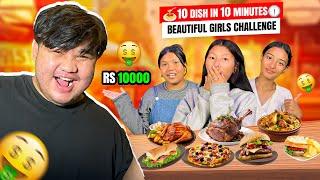 Cute Lady Suscribers 10 Dish In 10 Minutes Challenge For 10,000 Rs||Fight Bhayo Keti Haru ko