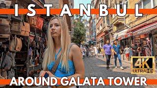 EXPLORING AROUND GALATA TOWER IN ISTANBUL | AUGUST 2023 | 4K WALKING TOUR