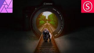 Camera Lens Train Track Photo Manipulation - Affinity Photo Beginner Tutorial