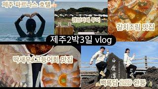 제주2박3일vlog | 파르나스제주, 한라산, 성판악코스, 3월의백록담, 딱새우, 고등어회, 갈치조림맛집, 갬성카페2곳 추천