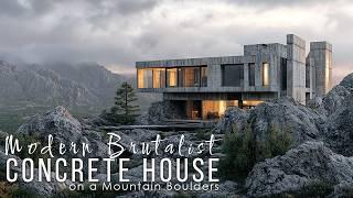 Mountain Boulders Meet Brutalist Elegance: Inside a Modern Concrete Homes