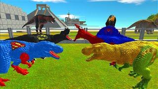 Superman and Batman T-rex World Death Run - Animal Revolt Battle Simulator