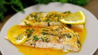 Lemon garlic butter fish fillet in the oven. Simple and delicious recipe