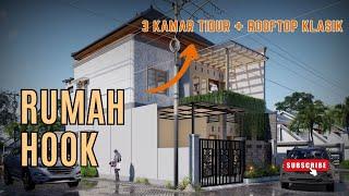 Rumah Pojok Minimalis Ada ROOFTOP KLASIK dan 3 KAMAR TIDUR !! - Jasa Desain