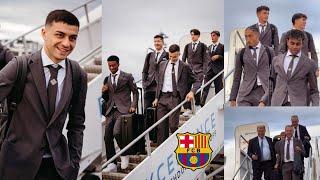 BARCA ARRIVES IN MONACO! Lewandowski, Yamal, Pedri, Raphinha all STORM for Monaco vs Barcelona.