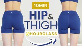 10min Slim Thighs & Hip Dip Pilates | Create Hourglass Body at home (100% Result)