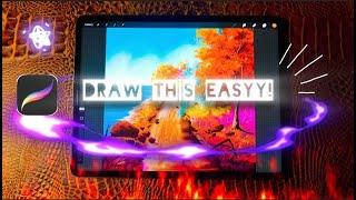 DIGITAL ART - IPAD PAINTING Easy to draw but professional nature landscape tutorial in procreate app