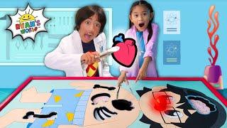 Giant Operation Game Challenge! Can We Save Daddy? Pretend Play Doctor & Helping People