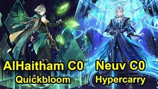 Alhaitham C0 quickbloom & Neuv C0 Hypercarry abyss 4.7 Floor 12 Genshin Impact