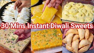 30 Mins Instant Diwali Sweets Recipe 2023 - Anyone Can Cook Festival Sweets | Deepavali Desserts