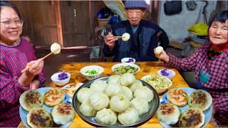 Primitive Chinese Life in the FORGOTTEN village, traditional cabbage recipes in stone house