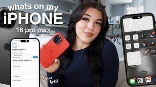 WHATS ON MY iPHONE 16 PRO MAX! | aesthetic, ios 18, fave apps, customization & more!