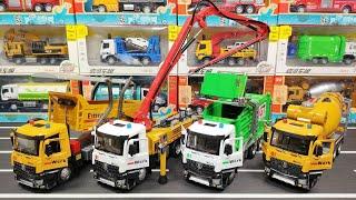 Collection Of Diecast Trucks : Dump Truck, Concrete Pump Truck, Garbage Truck, Mixer Truck