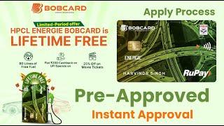 BOB HPCL Energie RuPay Credit card Pre- Approved | Apply Process