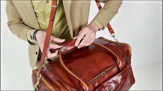 Cognac Brown Leather Duffel Bag   The Hitchhikers Guide to the Galaxy   Time Resistance 5191701-1