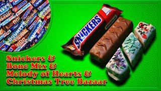 Opening Snickers candy! Decoration with Bone Mix, Christmas Tree Bazaar, Melody of Hearts sprinkles