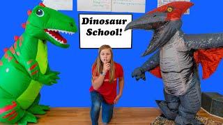 Assistant Looks for T-Rex and Dinosaur Eggs at the Dino School