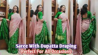 Saree With Dupatta Draping Style | Should Try Once | Kaveri Kotadia #sareedraping