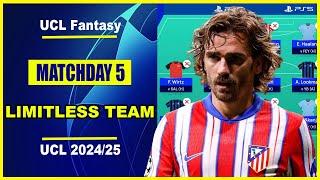 UCL Fantasy Matchday 5: BEST LIMITLESS TEAM | Champions League Fantasy Tips 2024/25