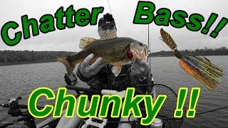 Largemouth Bass Chatterbait First Cast!! [Kayak Fishing]