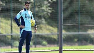 Arsenal training ahead of Saturday’s league opener against wolves.